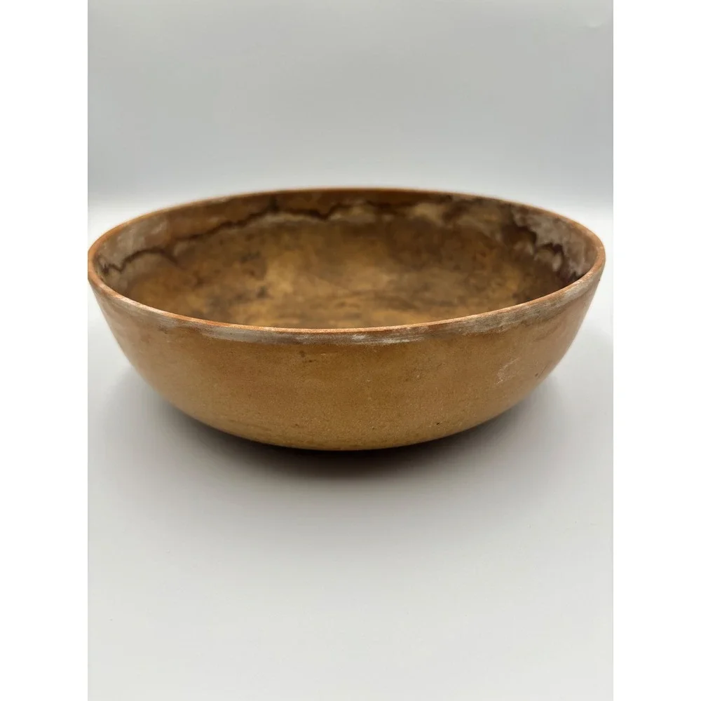 Vintage Ellingers Agatized Wood Serving Bowl 100 Sheboygan WI Mid Century Brown